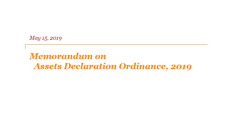 AFF's Memorandum on Assets Declaration Ordinance, 2019