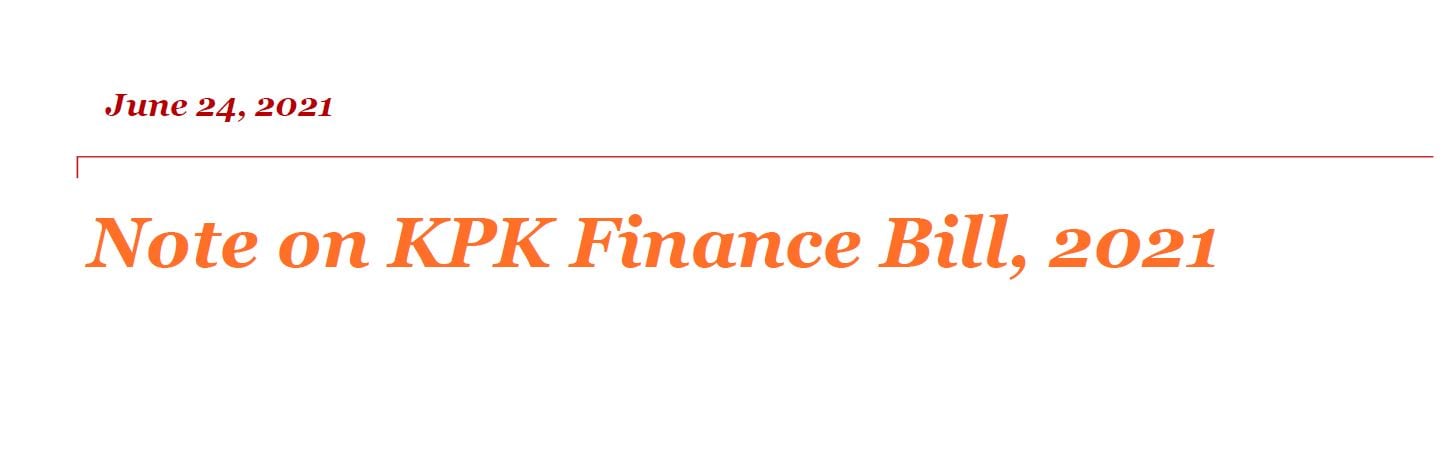 Note on KPK Finance Bill, 2021