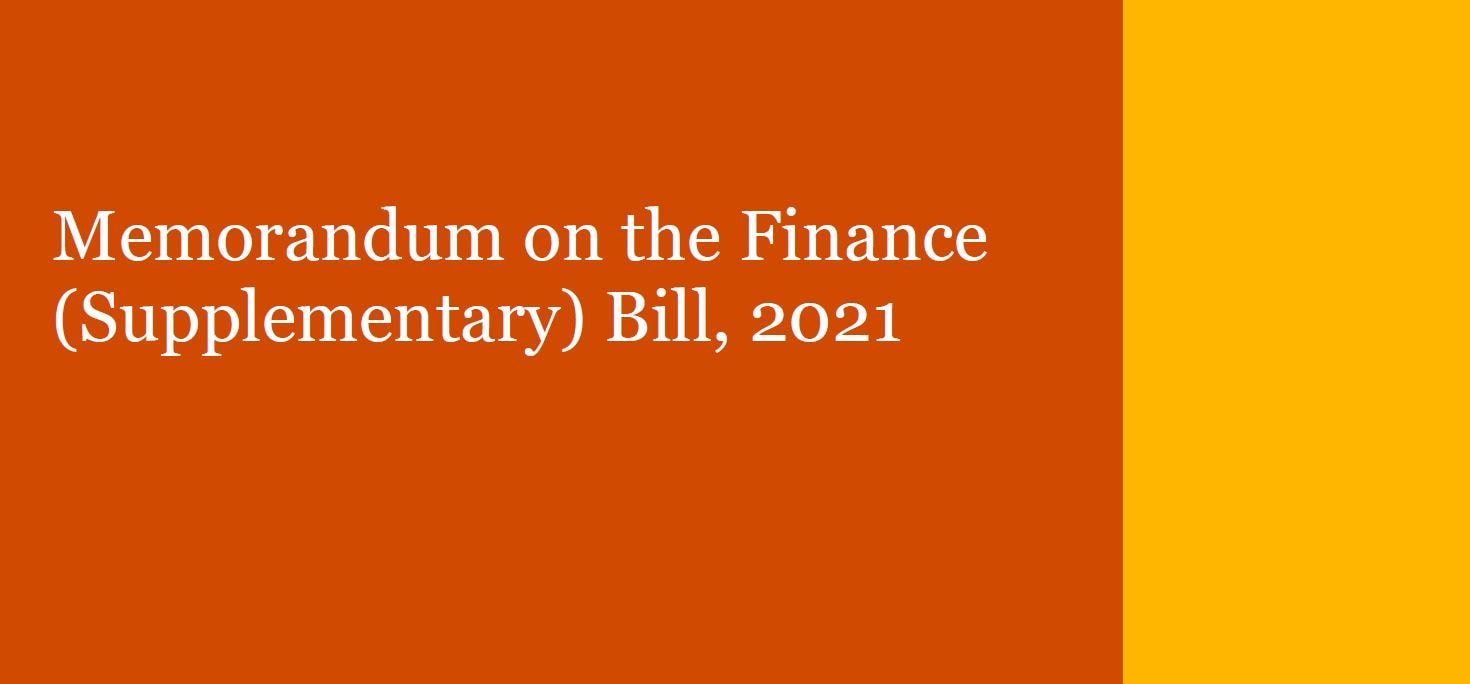 Memorandum on the Finance (Supplementary) Bill, 2021